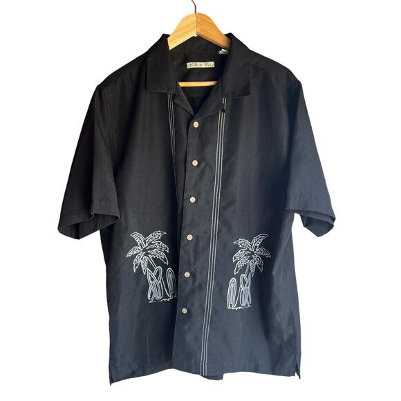 Batik Bay Men's Vintage Cuban Shirt  Button Up Embroidered Black Size Large - Picture 1 of 7